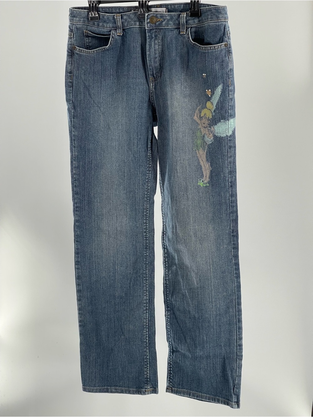 Disney artsy Blue denim Straight-Leg Jeans with Tinker Bell Print